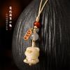 Jade Blanco Raíz de Bodhi Carbón Quemado Suave Lindo Oso Suerte Suerte Suerte Marca Creativa Cadena para Teléfono Celular Cadena Correa Colgante Serie Suave Lindo