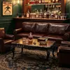 Pub Bar Americano Cadeira de Charuto Retrô Sofá de Bar para Whisky e Charuto Sofá de Couro Individual Sala de Estar Tigre