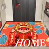 Alfombra de Entrada Año Nuevo Caballo Terciopelo de Cristal Rojo Felpudo Regalo de Año Nuevo Alfombrilla de Baño Absorbente de Agua Antideslizante