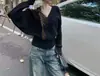 Suéter de punto casual versátil y moderno estilo coreano, de manga larga, corte ajustado, para otoño e invierno, top corto simple que ciñe la cintura para personas petite