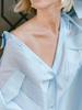 Estação Independente Europeia e Americana Nova Luz Camisa Solta Manga Longa Transfronteiriça Feminina Azul Casual Cardigan Top Primavera 2025