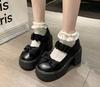 Zapatos Mary Jane de Estilo Británico de Cuero Pequeños para Mujer Primavera y Verano Nuevos Zapatos de Suela Gruesa y Tacón Grueso Mocasines Dulces con Lazo Venta al por Mayor