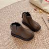Botas de Couro da Moda para Meninas 2025 Outono e Inverno Novas Botas Curtas Retrô Infantis Sola Macia Versátil Corte Baixo Botas de Motociclista Martin