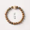Pulsera de Loto de Boj Nueva Serie China de Sándalo Pulsera de Cuentas de Oración de una Sola Hilo Joyería Hecha a Mano Unisex Pulsera Versátil de Regalo