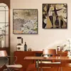 "Estética de la Dinastía Song" Pintura Decorativa de Sala de Estar Estilo Francés Vintage, Arte de Pared Personalizado para Casas de Huéspedes y Hoteles, Pintura de Pared para Estudio Estilo Chino