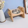 Comedero de Madera para Mascotas para Gatos y Perros, Comida y Premios, Soporte de Alimentación de Madera Maciza de Pie Ajustable para Uso en Casa en la Sala de Estar