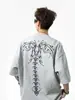 Camiseta de Verano de Diseño Nicho de Alta Gama para Hombre y Mujer, Manga Corta, Cuello Redondo Holgado, Espina Dorsal Recta de Pupila de Serpiente Americana