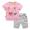 Camiseta de Niños 2023 Verano Nuevo Cerdo Globo Comercio Exterior ins Estilo Coreano Algodón Pantalones Cortos de Manga Corta para Niños Traje de Dos Piezas