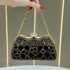 Nuevo Bolso de Mano de Lujo Transfronterizo para Mujer, Bolso de Noche Exquisito, Bolso de Mano Hueco Incrustado de Diamantes, Bolso de Mano con Cadena para Socialité