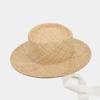 Sombrero de Verano para Niños Estilo Francés con Lazo Plano de Rafia Sombrero de Sol de Viaje Protección Solar Sombrero de Sol Simple para Playa