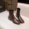 Botines de tacón grueso estilo francés para mujer, nuevo modelo otoño 2026, botines Chelsea Martin de alta gama, botines elásticos ajustados de tacón alto