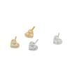 Pendientes de botón de plata de ley 925 en forma de corazón mini para mujer con incrustaciones de diamantes corazón pequeño simple corazón de melocotón mismo estilo de transmisión en vivo nuevo