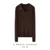 Nuevo Otoño/Invierno 2026 Suéter de Punto Sólido Simple 100% Cachemira con Cuello Polo para Mujer