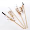 Palo de madera palo para provocar gatos juguete para gatos ratón pluma caña de pescar para gatos palo para provocar gatos juguete para gatos de madera natural
