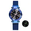2019 Nuevo Reloj Cielo Estrellado TikTok Correa de Aleación Reloj Perezoso para Mujer Hebilla Magnética Reloj de Correa de Malla