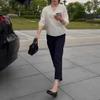 25682 Xin Da Ai Mei Yuan Verano 2025 Nueva Camisa Elegante Holgada de Cuello en V Pantalones Cortos de Cintura Alta Adelgazantes para Mujer