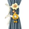 Correas de Cortina de Flor de Tela Hechas a Mano Girasol Algodón y Lino Pantalla Colgante para Ventana Cuerda de Amarre para Recoger Sin Taladro