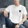 Camiseta de Verão Masculina de Manga Curta Nova Estilo Coreano Slim Fit Moda Jovem Tendência Estampada Fina Gola Redonda