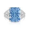Anillo Reina con Flor de Hielo de Colorido Cristal de Gema, Corte Brillante con Diamantes de Alto Carbono Súper Brillantes, Anillo de Moda y Lujo, Disponible para Dropshipping