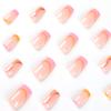 Venta al por mayor de parches para uñas con ondas simples, con borde amarillo y rosa francés, acabados y armadura, venta al por mayor de uñas postizas, láminas para uñas al por mayor