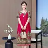 Vestido de Algodão e Seda Estilo Novo 2026 para Mulheres de Meia-Idade e Idosas, Roupa Feminina de Verão, Elegante Vestido Longo Acima do Joelho para Mães de Meia-Idade