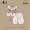Conjunto de Niña 2026 Verano Nuevo Elegante Camiseta para Bebé Chaleco Delgado Superior Pantalones Blancos de Farol