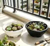 Vasos de plástico para plantas suculentas, preto e branco, simples, para varanda, vaso de plástico poligonal para exterior