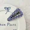 Novo Presilha Triângulo Simples Xadrez Bolinhas Estilo Coreano para Meninas, Presilha Lateral Versátil, Presilha Doce para Franja