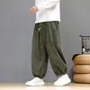 Calças Casuais Masculinas Outono/Inverno 2026 Estilo Chinês Largas Longas Tendência Tamanho Grande Veludo Cotelê Perna Larga Calças Harem
