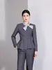 Conjunto de Calça e Saia Cinza para Negócios Feminino, Novo Estilo Transfronteiriço para Primavera, Outono e Inverno, Elegante Terno para o Trabalho Feminino