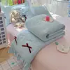 2026 Nuevo Edredón de Verano Jacquard Algodón Acolchado Estilo Encaje con Lazo Hecho a Mano, Edredón Refrescante de Verano, Edredón para Aire Acondicionado Juego de Cuatro Piezas - Dulce
