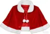 Fantasia de Papai Noel Infantil Vermelho Dourado Veludo Capa de Natal Adulto Festa Performance Xale com Capuz Fantasia