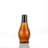 Botella de aceite esencial de vidrio oscuro color té de calabaza única, botella con gotero dorado galvanizado, botella de esencia, sub-botella para cosméticos