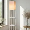 Suministro Directo Transfronterizo de Amazon Lámpara de Pie con Estante de Madera LED de Atmósfera Retro Europea para Dormitorio, Estudio y Sala de Estar