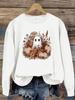 Europa e os Estados Unidos transfronteiriços outono e inverno das mulheres casual manga comprida em torno do pescoço cartoon fantasma impresso pulôver camisola camisola atacado