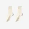 Calcetines para Mujer, Calcetines Blancos Puros de Media Pantorrilla, Calcetines de Maternidad con Puño Suelto, Calcetines Largos para Mujer, Estilo Delgado de Verano, Paquete Mixto de 6 Colores