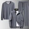 Traje Deportivo de Tres Piezas para Hombre Tallas Grandes Transfronterizo Primavera y Otoño Chaqueta de Cuello Alto + Sudadera + Pantalones Largos Ropa para Hombre de Comercio Exterior al por Mayor