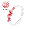 Pulseira de Tornozelo Prata 999.9 Esmalte Três Borboletas Feminina Leve Luxo Design de Nicho Aberta Pulseira de Prata Sólida Nova
