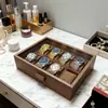 Estuche para gafas, caja de almacenamiento de relojes para uso doméstico, caja de relojes de alta gama con ventana transparente, vitrina para joyas, transfronterizo