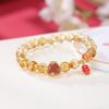 Pulseira de prata esterlina One Deer S925 banhada a ouro, com torre amarela, cristal, cobra, tesouro, milhares de personagens da fortuna, este ano da vida, cordão elástico de prata