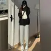 Pantalones de Chándal Blancos con Forro de Polar para Mujer, Nuevo Estilo Otoño/Invierno 2025, Corte Holgado, Pantalones Jogger, Cintura Alta, Adelgazantes, Pantalones Casuales Petite