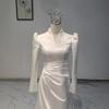 Vestido de Novia de Satén 2026 Estilo Nuevo Novia Manga Larga Simple Sirena Vestido de Novia que Realza la Altura Velo Principal Velo de Salida Velo Ligero Hecho a Medida