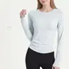 Top de Yoga de Manga Larga a Rayas para Mujer Otoño Uso Individual Ajustado Deportivo Manga Larga Transpirable Fitness Yoga Capa Base Pequeña