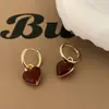 Design Simples, Fashionável, Doce e Elegante, Brincos de Coração com Gotejamento de Óleo, Estilo Nicho, Joia de Orelha Personalizada e de Alto Padrão para Mulheres