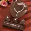 Joias Europeias e Americanas da Moda em Material Ecológico, Colar e Brincos Elegantes para Festa de Casamento, Conjunto Completo de Colar de Diamantes