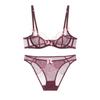 Europa e Estados Unidos sexy pétala sutiã conjunto meninas finas sem algodão almofada malha renda sutiã roupa íntima uma geração de mulheres