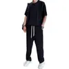 Moda Casual de Verão para Meninos Calças Retas Moda Calças Retas Largas Cor Sólida Combina com Tudo Top Manga Curta Fino
