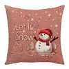 Funda de Cojín de Festival Felpa Corta Patrón de Muñeco de Nieve Reno Copo de Nieve Dormitorio Funda para Cojín Lumbar Impresión Digital Directo de Fábrica