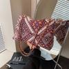 Bolso bandolera de cadena de gran capacidad para mujer 2024 primavera nuevo de moda estilo étnico bolso de hombro para chica bolso de lona de nicho