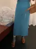 Falda midi de punto de pelo de mapache suave color crema para mujer, de cintura alta, estilosa, elegante, de corte recto y que se ajusta a la figura, perfecta para otoño e invierno